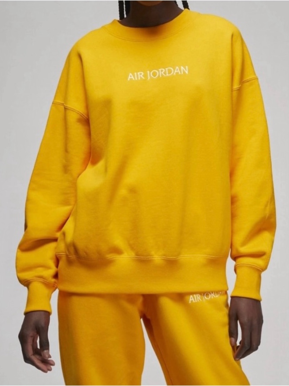 Air Jordan Women's French Terry Oversized Crew Sweatshirt DQ4649-705 Taxi (XS)